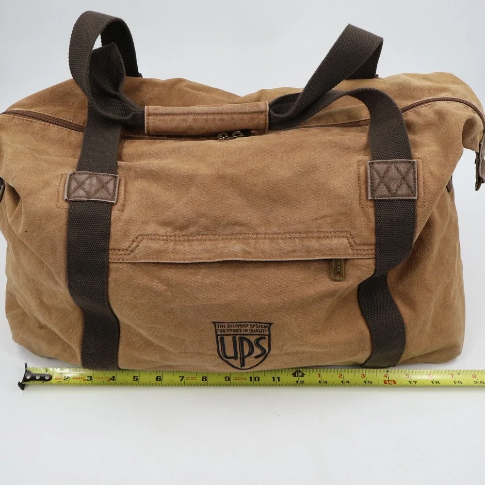 Dri Duck Duffel Bag Unisex Large Brown Canvas Vintage UPS Logo Travel Carryall